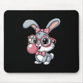 Tapis De Souris Cute Bunny with Glasses Blowing Bubble Gum (Devant)