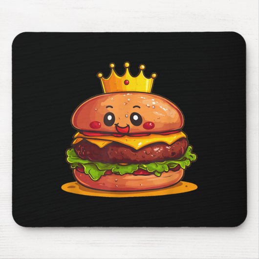 Tapis De Souris Cute Burger With Crown And Kingdom Costume  (Devant)