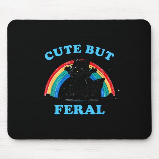 Tapis De Souris Cute But Feral Raccoon With Rainbow Funny Raccoon (Devant)