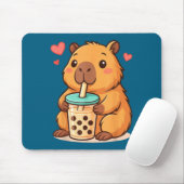 Tapis De Souris Cute Capybara Kawaii Anime Drinking Bubble Tea Lov (Avec souris)
