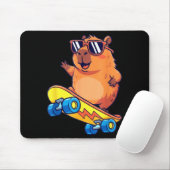 Tapis De Souris Cute Capybara Skateboarding Chill Animal Lover Art (Avec souris)