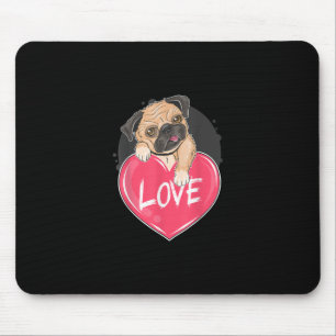 Tapis De Souris Cute Carlin Coeurs de chien Carlin Cadeau de Saint