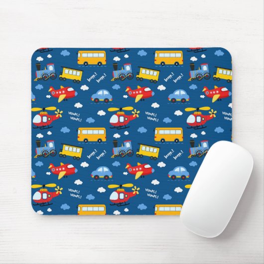 Tapis De Souris Cute Cartoon Vehicles Pattern (Avec souris)