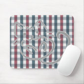 Tapis De Souris Cute Cat and Plaid Pattern (Avec souris)