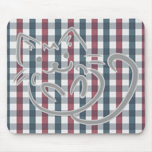 Tapis De Souris Cute Cat and Plaid Pattern (Devant)
