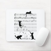 Tapis De Souris Cute Cat Kitty Playing Music Note Clef (Avec souris)