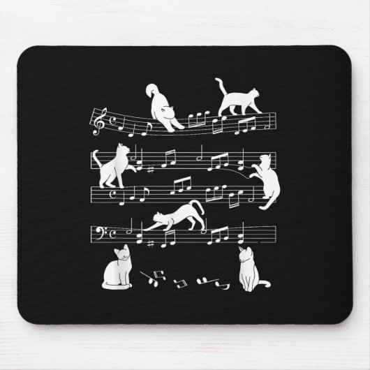 Tapis De Souris Cute Cat Kitty Playing Music Note Clef (Devant)
