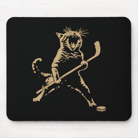 Tapis De Souris Cute Cat Playing Ice Hockey Lover Player Funny  (Devant)