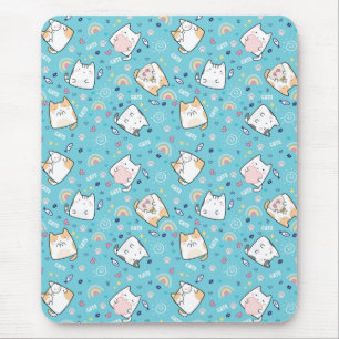 Tapis De Souris Cute Chat Heart Light Bleu Pad Souris