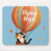 Tapis De Souris Cute Chat Hot Air Balloon Whimsical Art (Devant)