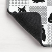 Tapis De Souris Cute chatons noirs avec motif gris et blanc (Coin)