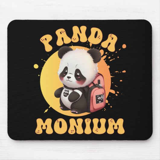 Tapis De Souris Cute Chibi Kawaii Panda Name School Year On Back B (Devant)
