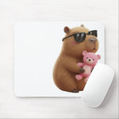 Tapis De Souris Cute Chill Capybara with Teddy Bear Aesthetic (Avec souris)