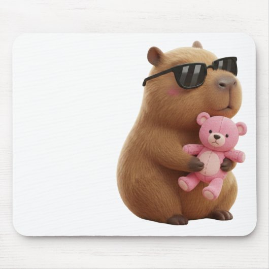 Tapis De Souris Cute Chill Capybara with Teddy Bear Aesthetic (Devant)