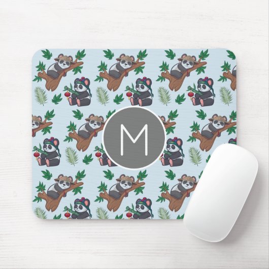Tapis De Souris Cute Chinese Pandas Pattern Monogram (Avec souris)