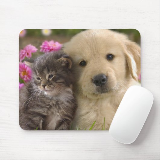 Tapis De Souris Cute Chiot et Kitten (Avec souris)