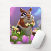 Tapis De Souris Cute Chipmunk avec Fleurs (Avec souris)