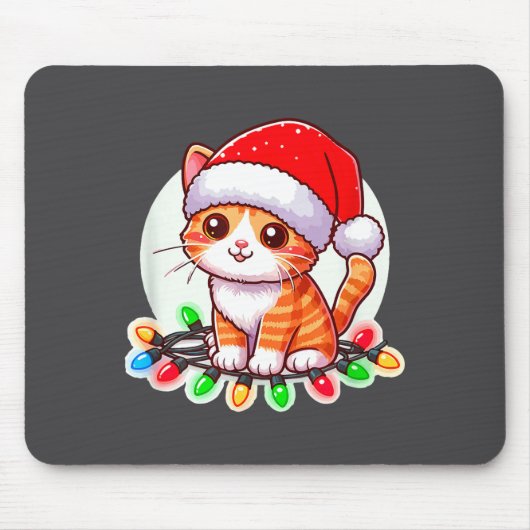 Tapis De Souris Cute Christmas Cat In Santa Hat  (Devant)