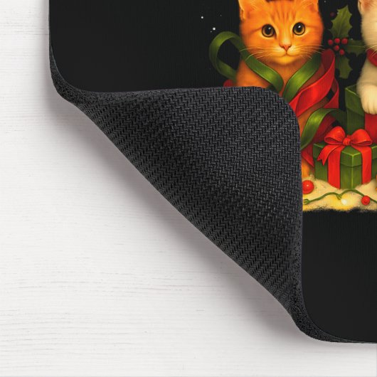 Tapis De Souris Cute Christmas Cat Xmas Lights Santa Reindeer Cat (Coin)