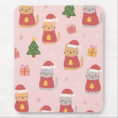 Tapis De Souris Cute Christmas Cats Pattern – Pink Holiday Design (Devant)