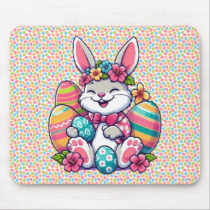 Tapis De Souris Cute, & coloré lapin hawaïen/tropical de Pâques