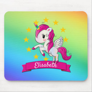 Tapis De Souris Cute Colorful Magique Unicorn Rainbow Kids Nom