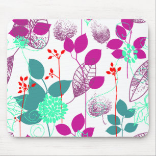 Tapis De Souris Cute Cool Retro Elégant Aqua Floral