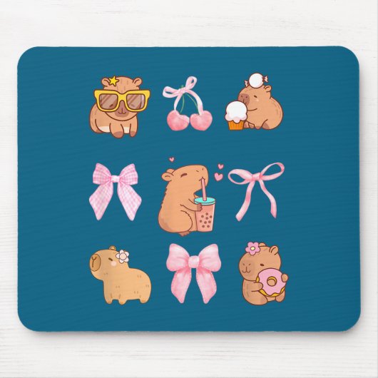 Tapis De Souris Cute Coquette Bow Capybara Pajamas Pjs Clothes Gir (Devant)