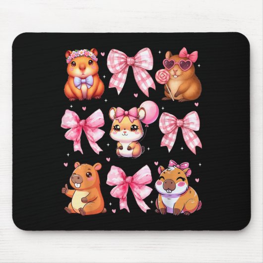 Tapis De Souris Cute Coquette Bow Capybara Pajamas Pjs Clothes Gir (Devant)