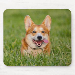 Tapis De Souris Cute Corgi Jouer dans l'herbe