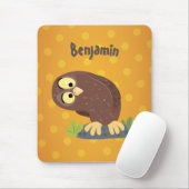 Tapis De Souris Cute curious funny brown owl cartoon illustration (Avec souris)