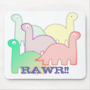 Tapis De Souris Cute Dinosaures Pastel Coloré