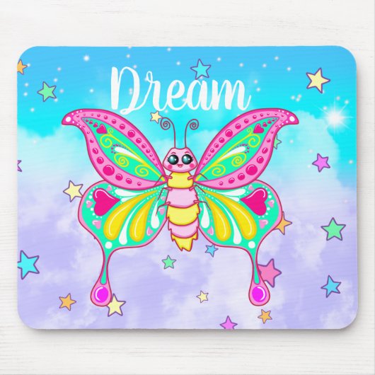 Tapis De Souris Cute "Dream" Kawaii Papillon de souris Pad (Devant)
