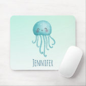 Tapis De Souris Cute et amusante méduse bleu-vert (Avec souris)