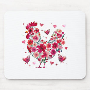 Tapis De Souris Cute Floral Chicken Coeurs de l'Amant Valentines J