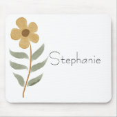 Tapis De Souris Cute Floral Jaune Votre Nom Aquarelle (Devant)