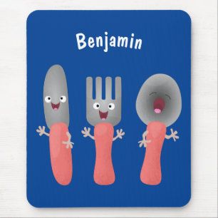 Tapis De Souris Cute fourche couteau et cuillère dessin de couvert