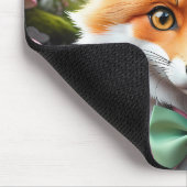 Tapis De Souris Cute Fox avec arc vert et rose (Coin)