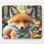 Tapis De Souris Cute Fox avec arc vert et rose (Devant)