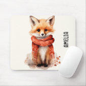 Tapis De Souris Cute Fox Pup in a Red Scarf (Avec souris)