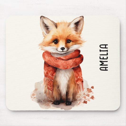 Tapis De Souris Cute Fox Pup in a Red Scarf (Devant)