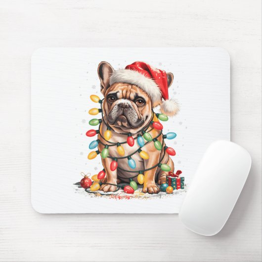 Tapis De Souris Cute French Bulldog Christmas Tree Santa Xmas Ligh (Avec souris)