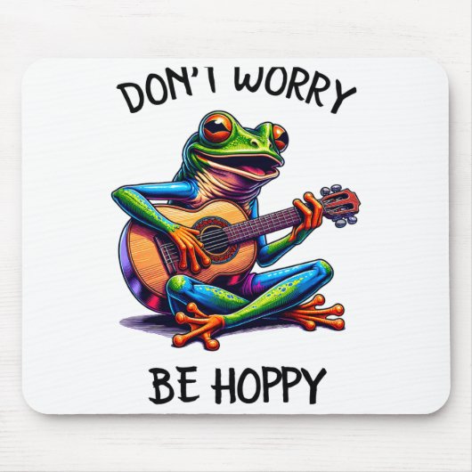 Tapis De Souris Cute Frog Playing A Guitar Dont Worry Be Hoppy _2  (Devant)