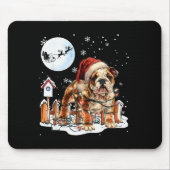 Tapis De Souris Cute Funny English Bulldog Christmas Lights Santa (Devant)