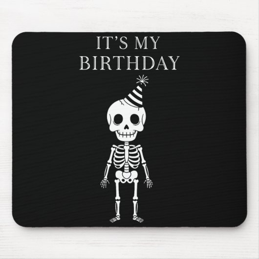 Tapis De Souris Cute Funny Kawaii Skeleton Birthday Skull Happy Wo (Devant)