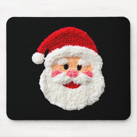 Tapis De Souris Cute Funny Preppy Faux Yarn Santa Claus Face Merry (Devant)