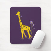 Tapis De Souris Cute Funny Roller Skating Cartoon Giraffe Purple (Avec souris)