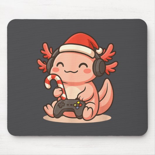 Tapis De Souris Cute Gamer Axolotl Christmas Design (Devant)