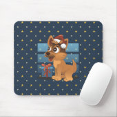 Tapis De Souris Cute German Shepherd puppy Cartoon Starry night (Avec souris)