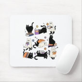 Tapis De Souris Cute Ghost Black Cat Lecture Livres Éffrayant Hall (Avec souris)